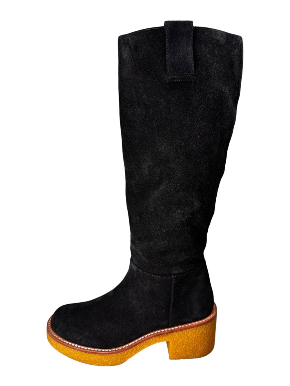 NWT Stuart Weitzman Montana Black Suede Knee High Boots Crepe Platform Heel 8